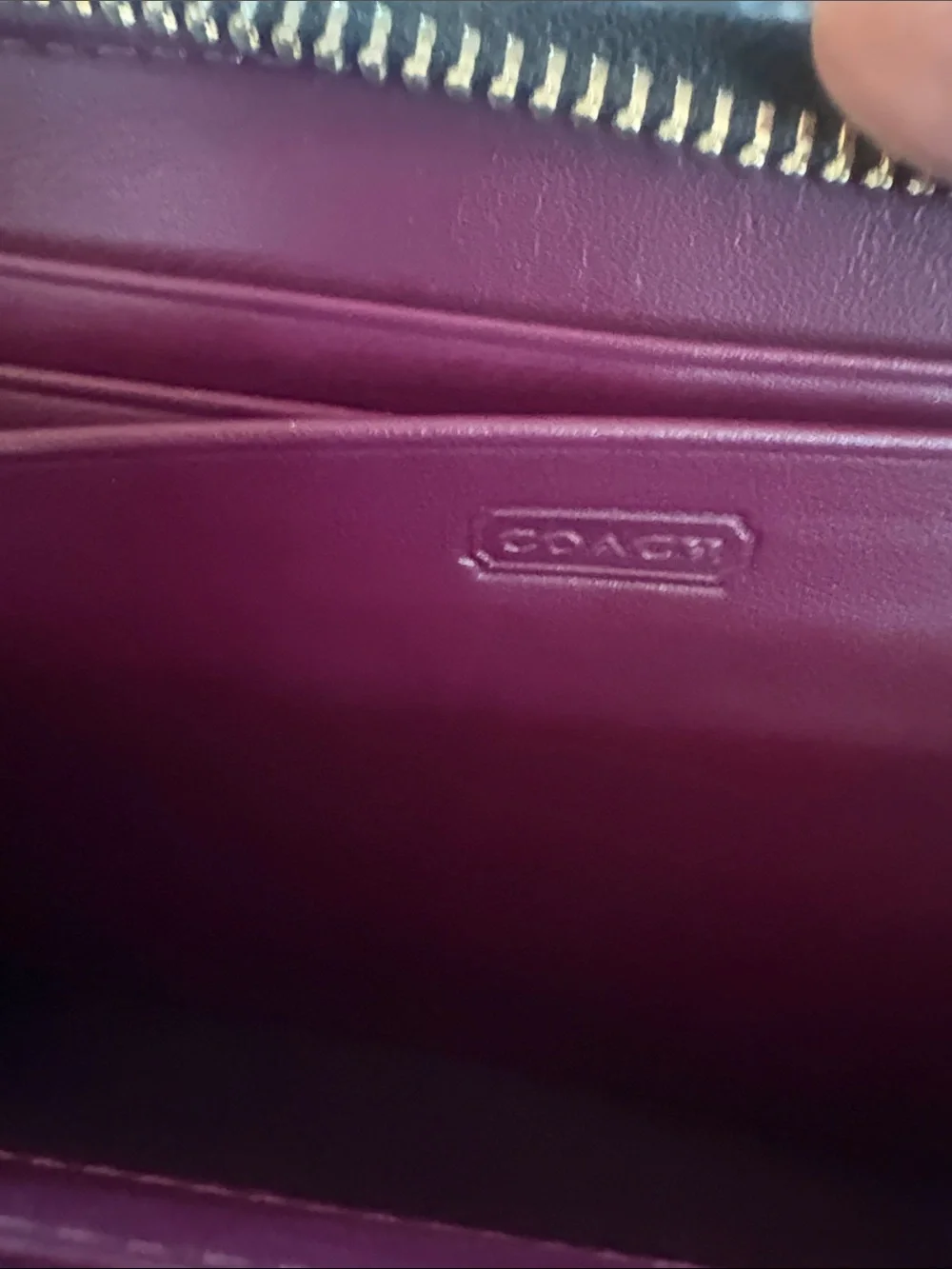 Coach Black Leather Zip Wallet with Buckle Strap Accents